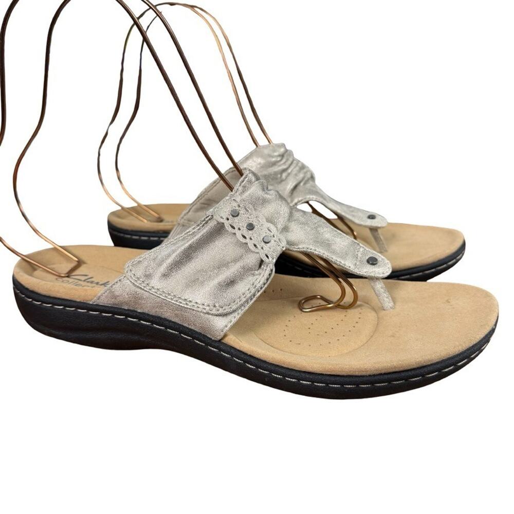 Clarks Laurieann Arla Champagne Golden Thongs Comfort Sandals Shoes Slip On 11